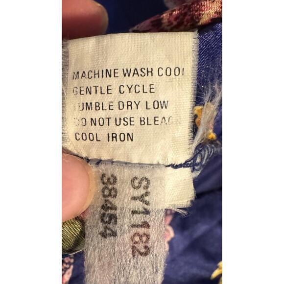 Vintage Kathryn Navy Floral Satin Pajama Set Nightgown and Robe Medium - Picture 13 of 13